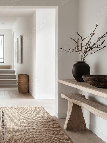 Interior design of a modern living room featuring minimal decor