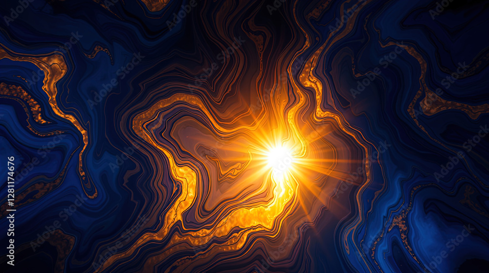 abstract astral corridor-portal with bright neon light effects, spirals of light