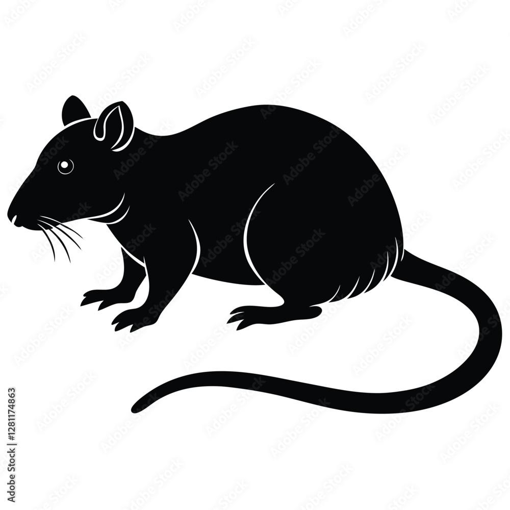 Obraz premium Rat silhouette icon isolated on white