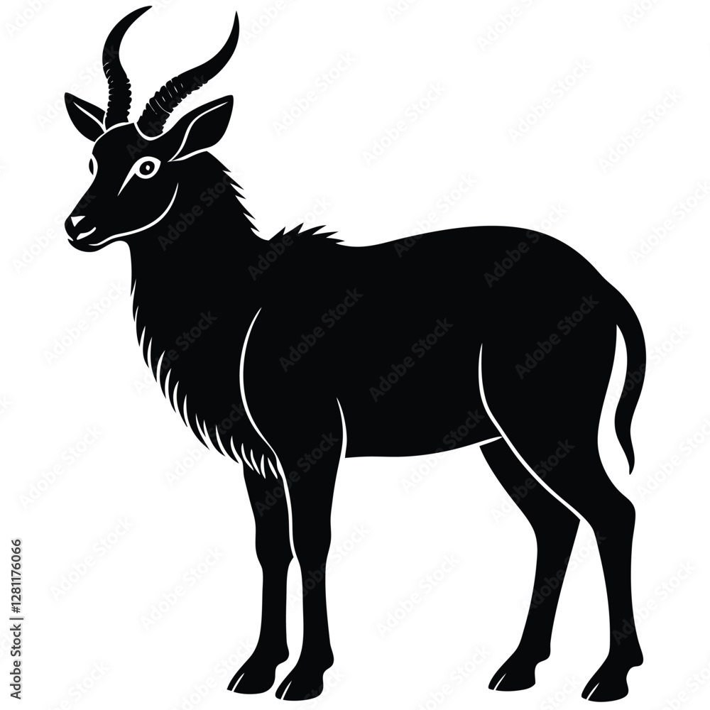 Fototapeta premium Serow silhouette icon isolated on white