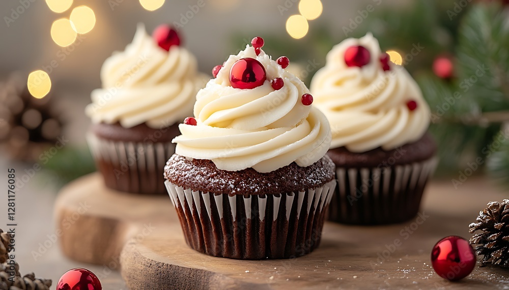 Festive Chocolate Cupcakes with Cream Cheese Frosting Festive Chocolate Cupcakes with Cream Cheese Frosting