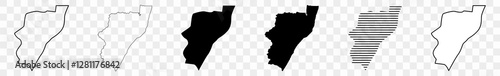 KwaZulu Natal Map Black | South African State Border | State Country | Transparent Isolated | Variations