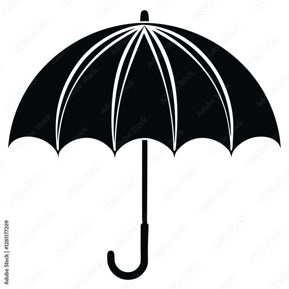 Umbrella silhouette icon isolated on white Umbrella silhouette icon isolated on white