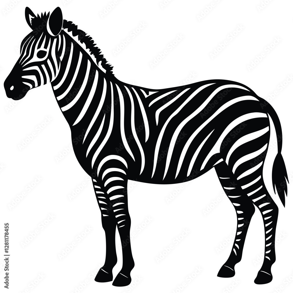 Fototapeta premium Zebra silhouette icon isolated on white