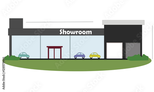 Modern car dealership centre showroom building,