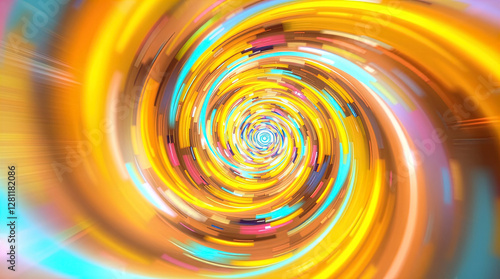 abstract astral corridor-portal with bright neon light effects, spirals of light