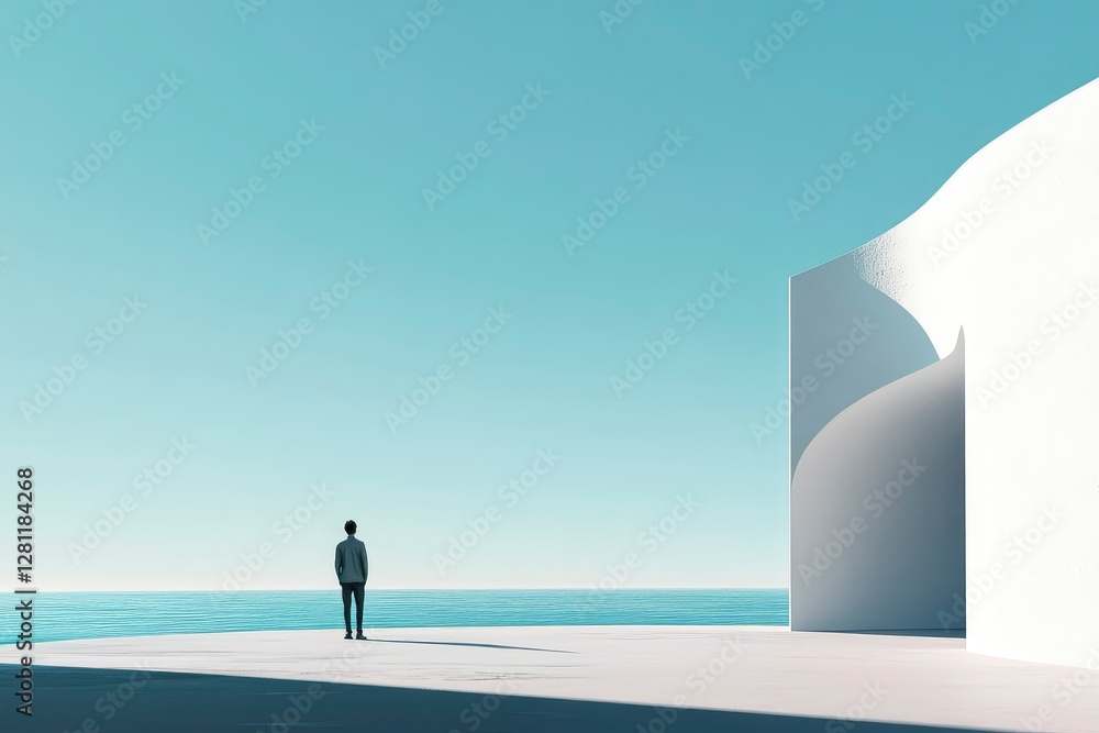 Obraz premium business man standing on the roof