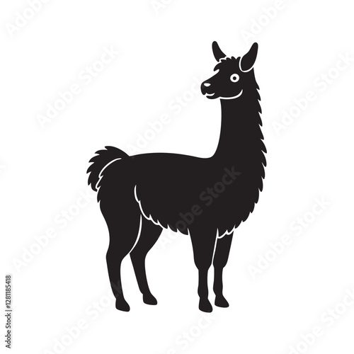 Llama silhouette, Andean camelid vector illustration