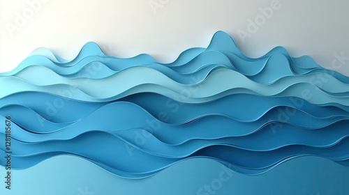 Abstract ocean waves paper art background