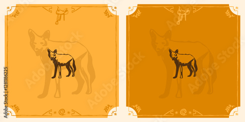 Coyote jackal wolf Illustration rustic sketch style