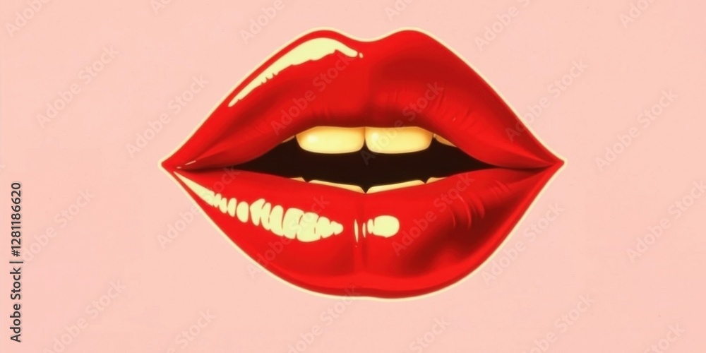 The vivid contrast of vibrant red lips set against a delicate, soft pink background forms a captivating visual spectacle, embodying both boldness and charm in contemporary art The vivid contrast of vibrant red lips set against a delicate, soft pink background forms a captivating visual spectacle, embodying both boldness and charm in contemporary art