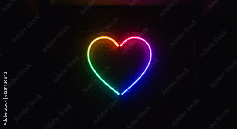 Neon heart on black background Neon heart on black background