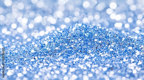 The background features a sapphire glitter bokeh effect, with an unfocused royal blue shimmer and sparkle, similar to crystal droplets on a wallpaper design photo