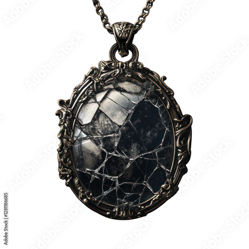 фотографія Haunted and shattered vampires locket isolated on transparent background