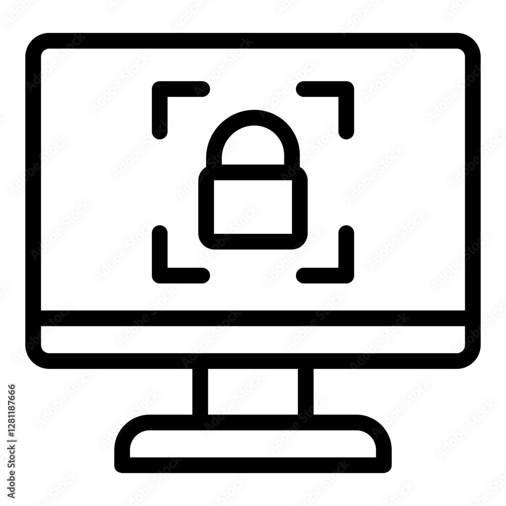 Computer security icon. Vector line icon
