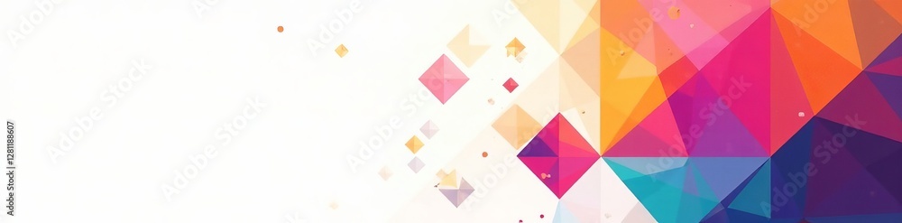 Vibrant geometric shapes in various colors on a white background, geometry, design Vibrant geometric shapes in various colors on a white background, geometry, design