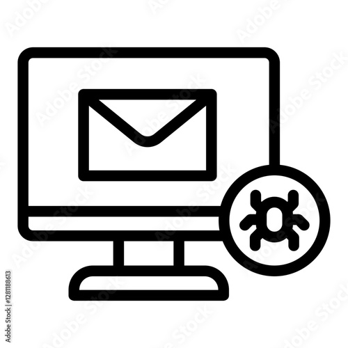 Email virus threat icon. Vector line icon