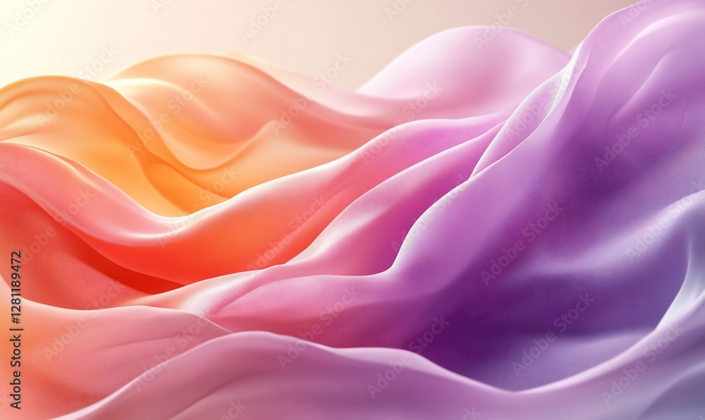 Fototapeta premium Abstract colorful fabric waves, soft flowing silk texture.