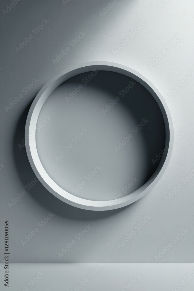 Abstract Circular Frame on a Monochromatic Wall, Ideal for Minimalist Design and Product Displays Abstract Circular Frame on a Monochromatic Wall, Ideal for Minimalist Design and Product Displays