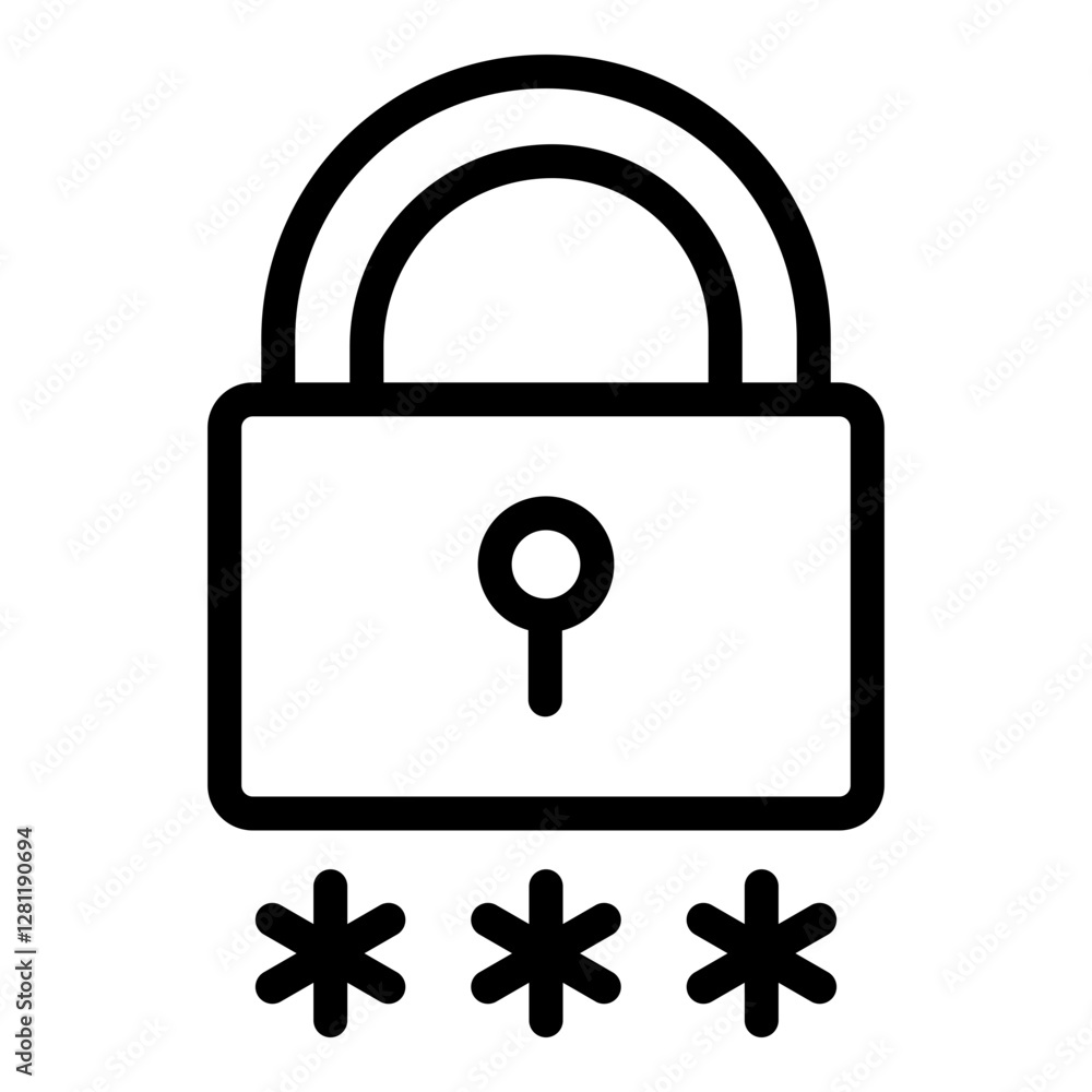 Password icon. Vector line icon Password icon. Vector line icon