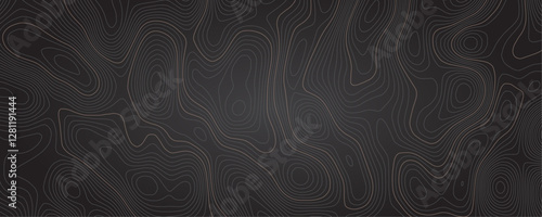 Abstract background wavy topographic line map. Contour geography map grid abstract backdrop. Seamless pattern and banner design. Modern and dynamic feel to topographic mapping vector illustration.