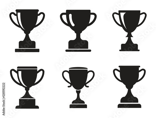 Trophy cup icon set in flat style. Victory cup vector. Trophy, Cup, Prize, Winner symbol