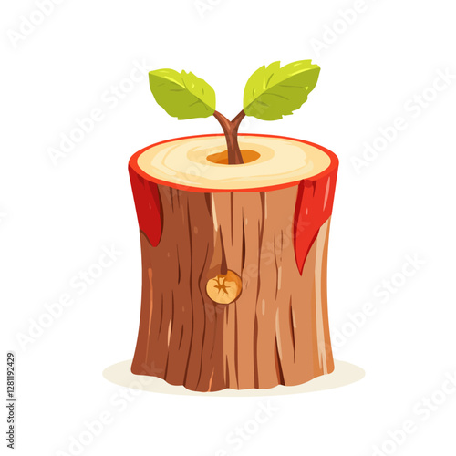 2D flat vector illustration Apple tree trunk icon isolated on a white background.

