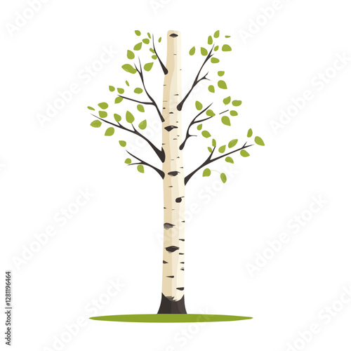 2D flat vector illustration Birch icon isolated on a white background.

