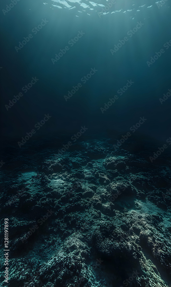 Fototapeta premium A mesmerizing underwater scene capturing the serene depths of the ocean and seabed detail