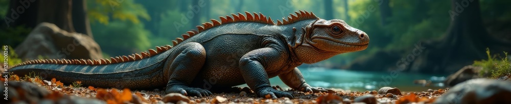 Fototapeta premium Scaly, keratinized skin protecting massive body against predators, dense, wildlife