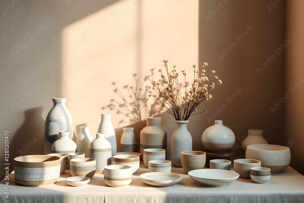 Set of different dishes on table Set of different dishes on table