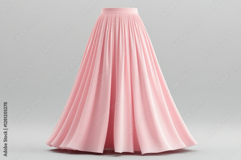 Elegant Flowing Pink Skirt on a Smooth Neutral Background for Fashion and Design Use Elegant Flowing Pink Skirt on a Smooth Neutral Background for Fashion and Design Use