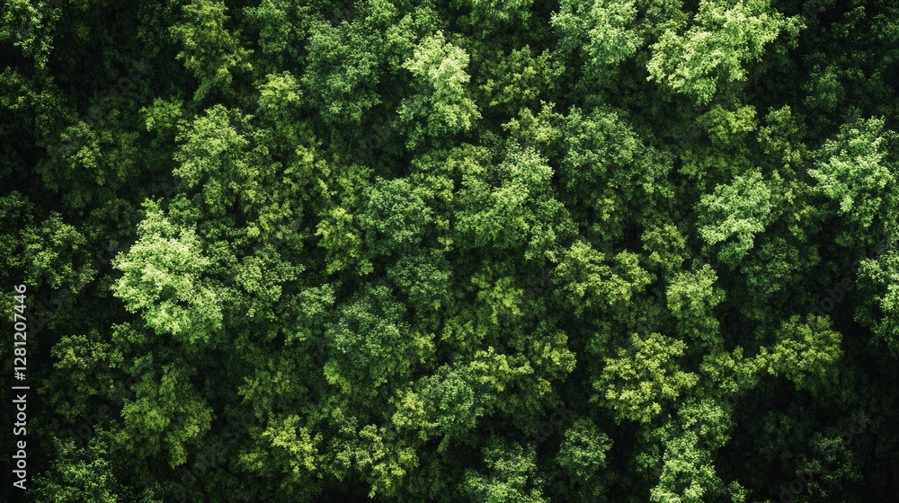 Lush Green Tree Canopy from Above in Sunny Daylight Setting Lush Green Tree Canopy from Above in Sunny Daylight Setting