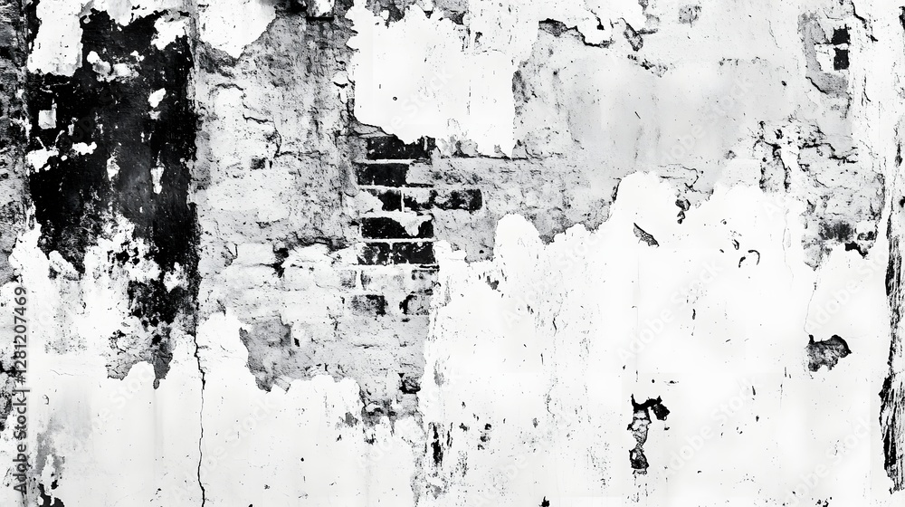 Fototapeta premium Captivating grunge texture of a weathered and decaying concrete wall background This abstract image showcases the beauty of peeling paint cracks and a vintage industrial aesthetic