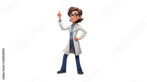 Friendly female scientist cartoon character perfect for educational websites childrens books science projects and more