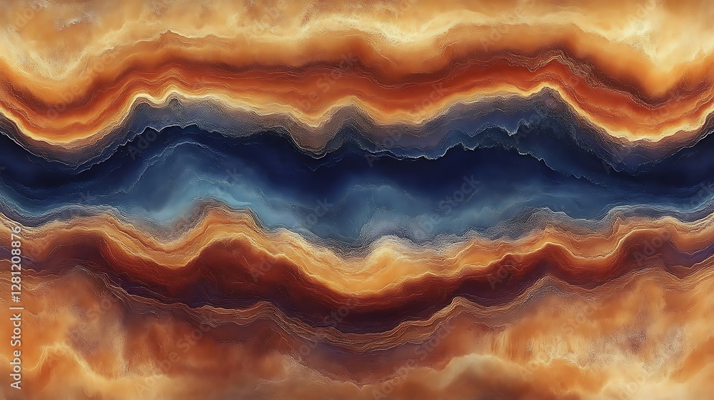 Abstract Wavy Layers Of Brown And Blue Hues Abstract Wavy Layers Of Brown And Blue Hues