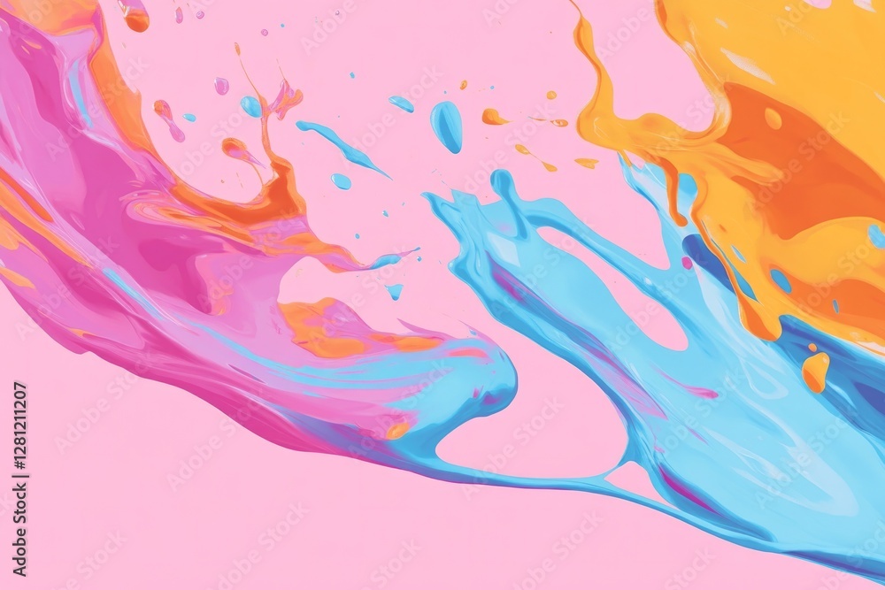 vibrant and abstract splash of mixed hues visually represents lively dynamic music genre offering expansive copy space vibrant and abstract splash of mixed hues visually represents lively dynamic music genre offering expansive copy space