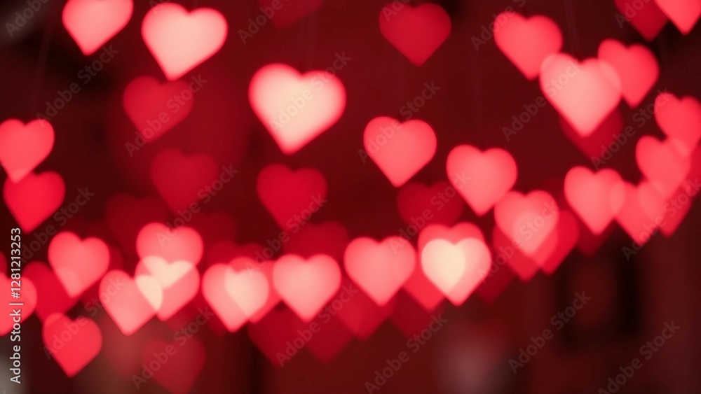 Blurred hearts lights Valentines day pink Bokeh background Blurred hearts lights Valentines day pink Bokeh background