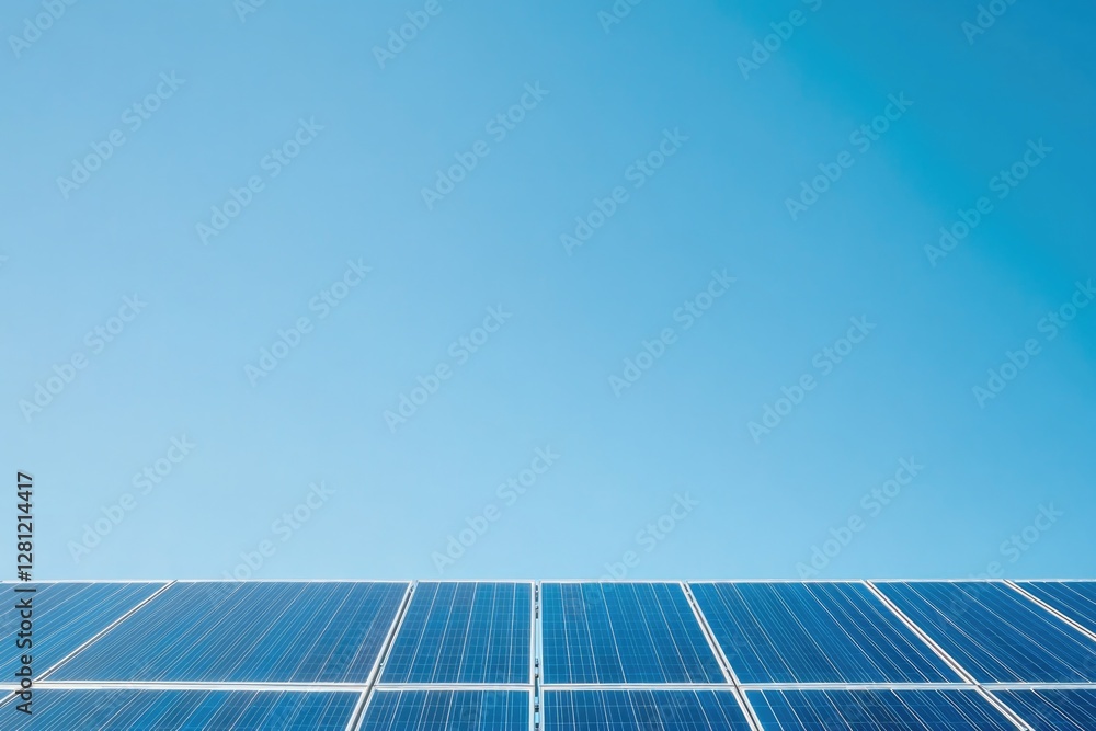 close-up of modern solar panel array absorbing sunlight under clear blue sky close-up of modern solar panel array absorbing sunlight under clear blue sky