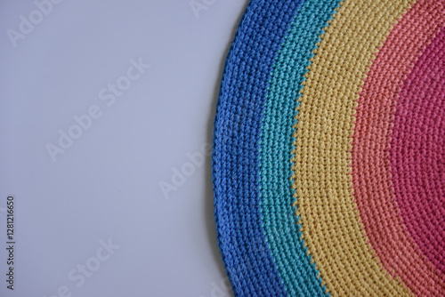 diagonal rainbow knitted pattern from the side