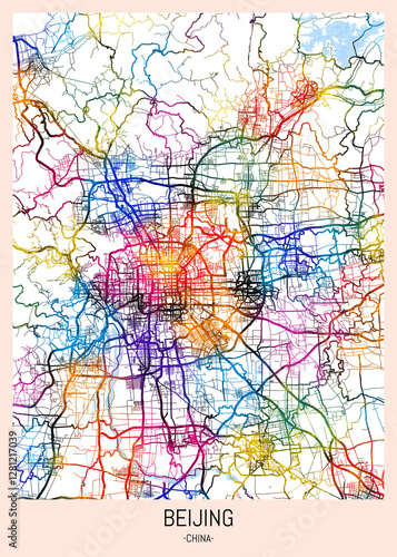 Wallpaper Mural Beijing China City Map, district banner, business modern landmark, neighborhood paint travel, hometown downtown design, destination landmark Torontodigital.ca