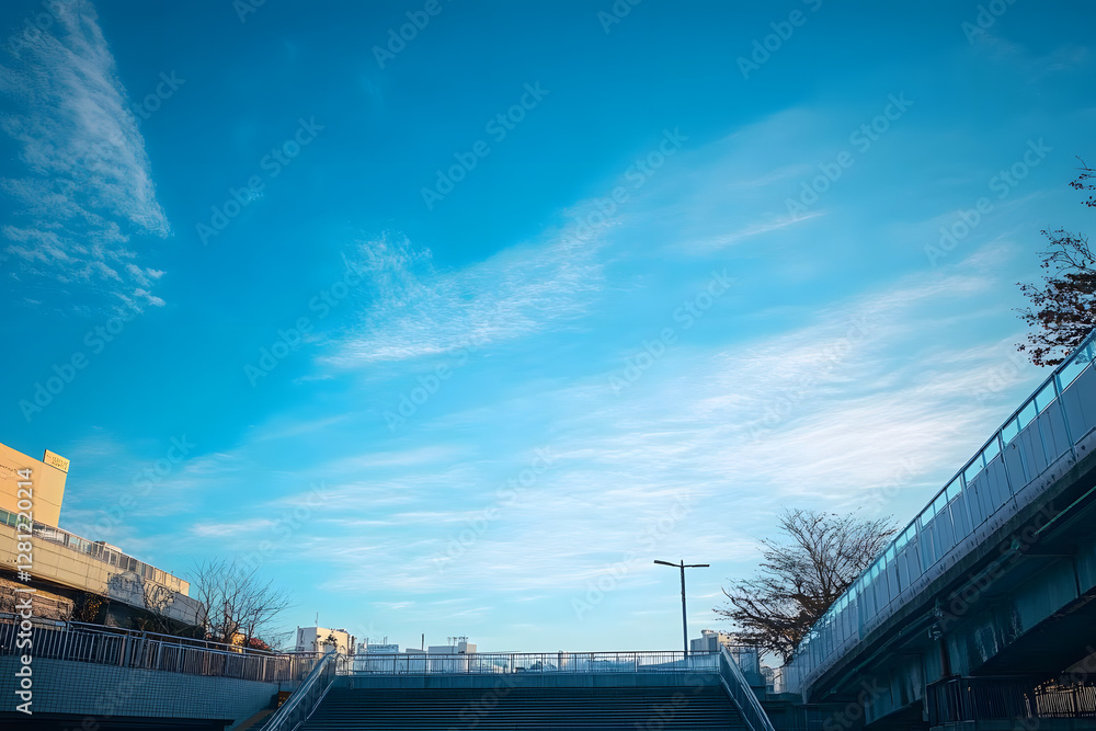 The sky is blue and clear with no clouds The sky is blue and clear with no clouds