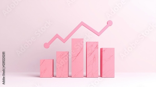 Free Download Pink Marble Bar Graph with Rising Trend Line on Light Background - GFXLoad