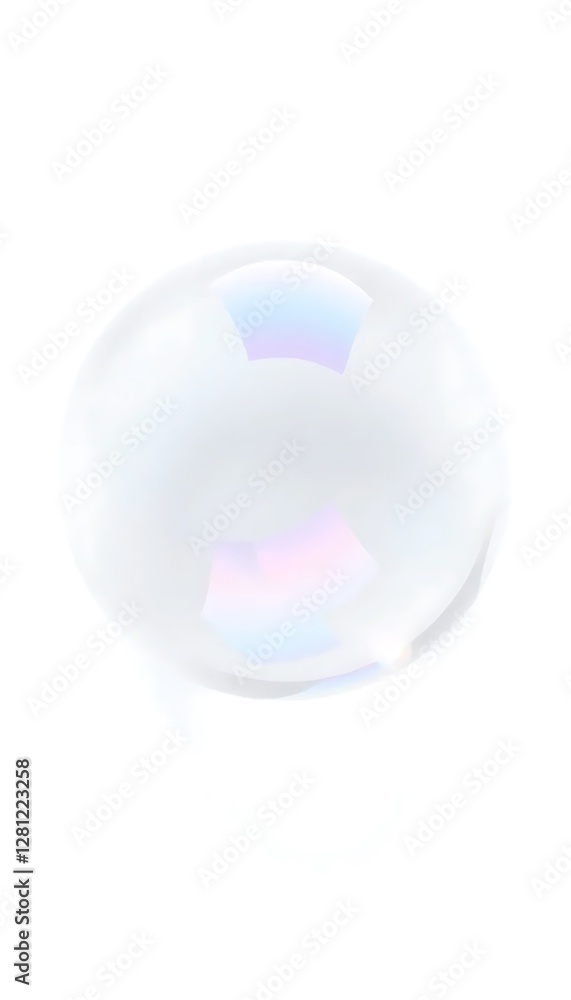 3D Crystal Glass Bubble Holographic Effect Or White Background 3D Crystal Glass Bubble Holographic Effect Or White Background