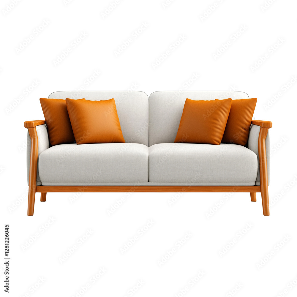 Fototapeta premium Stylish modern two-seat sofa with cushions.