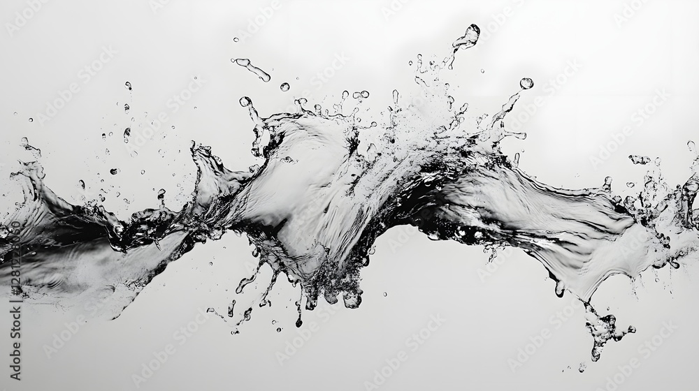 Captivating Splash of Liquid Energy in Black and White Abstract Art Dramatic and mesmerizing water movement captured in a style with a clean serene and elegant aesthetic Captivating Splash of Liquid Energy in Black and White Abstract Art Dramatic and mesmerizing water movement captured in a style with a clean serene and elegant aesthetic