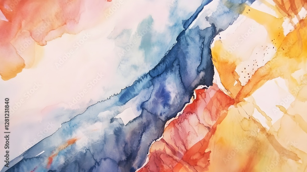 Fototapeta premium Captivating Watercolor Abstraction Vibrant Brushstrokes in a Dreamlike Composition Inviting Contemplation and through its Fluid Ethereal Interplay of Color and Form