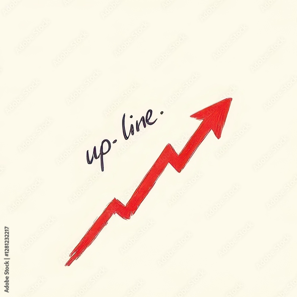 Red Arrow Up Line Hand Drawn - Positive Progression Illustration Red Arrow Up Line Hand Drawn - Positive Progression Illustration