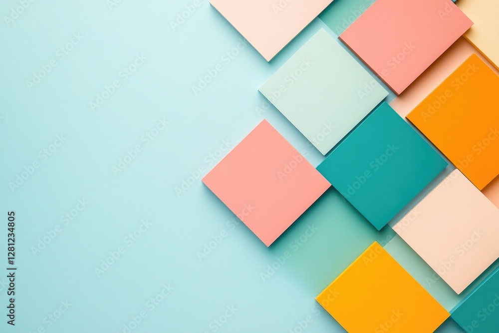 vibrant abstract squares overlap in lively dance of colors set against plain backdrop with ample copy space vibrant abstract squares overlap in lively dance of colors set against plain backdrop with ample copy space