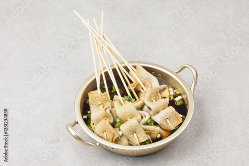  Fish cake soup is a food made by crushing fish flesh, adding additional ingredients such as salt, and cooking it to coagulate it.